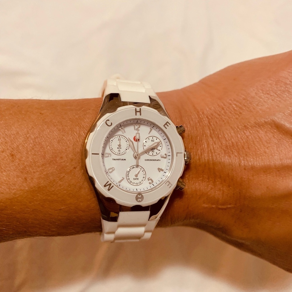 Michele White Ceramic Chronograph Watch